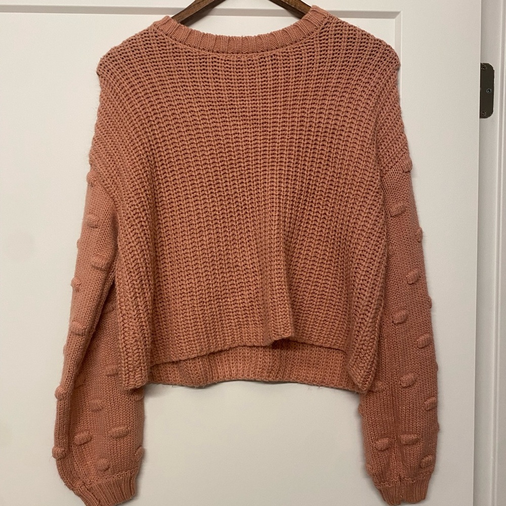 Pink Textured Knit Sweater